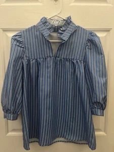 NEW WOMEN'S 3/4 SLEEVE BLUE & WHITE STRIPE BLOUSE- SMALL - Picture 1 of 4