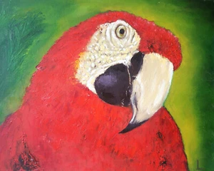 Ara parrot Original oil painting Exotic bird Wildlife art 100% handmade 9.4x11.8 - Picture 1 of 7