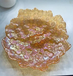 Amber Iridescent Decorative Bowl AKCAM Turkey 13 X 13 Rare - Picture 1 of 8