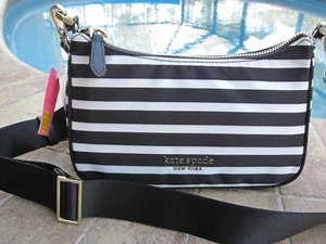 NWT KATE SPADE THE LITTLE BETTER SAM NYLON STRIPES CROSSBODY PURSE K4469 - Picture 1 of 4