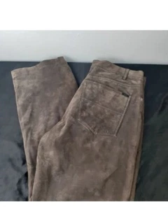 4You Pants Men's Size 34x29 Tan 100% Pig Leather Suede Bootcut Lined Western - Picture 1 of 8