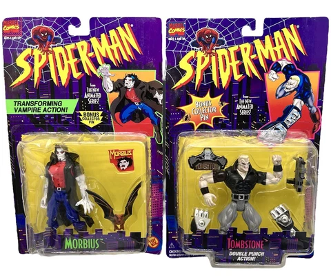 Spider-Man Action Figures Set Of 2 Tombstone And Morbius Marvel Comics Toybiz Cover