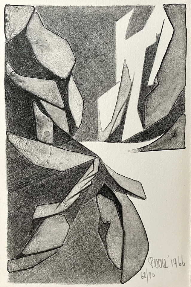 Danielle Perré lithographie originale signée 1966 abstract art cubisme Mourlot - Photo 1/1