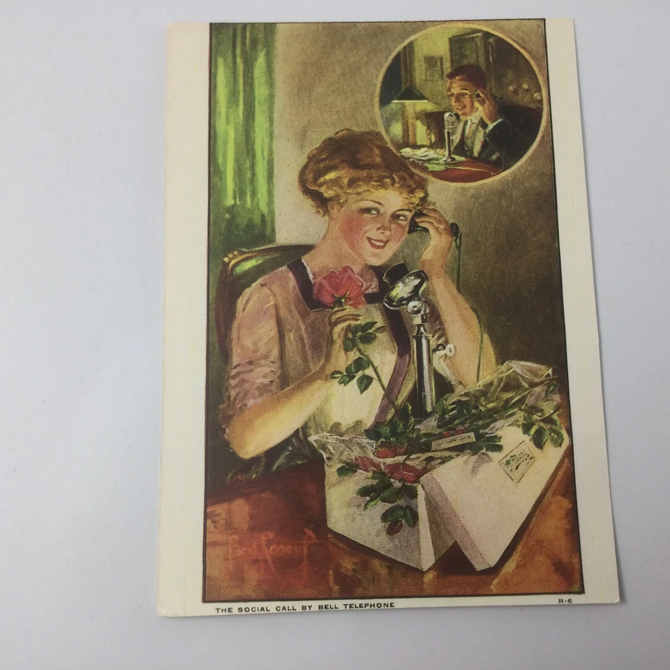 Vintage Bell Telephone Advertising Repro 1915 Trading Card Women  Phone - Image 1 of 4
