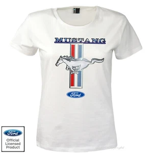 Ford Mustang Damen Shirt klassisches Emblem Logo Automotive Design *0167 white - Bild 1 von 2