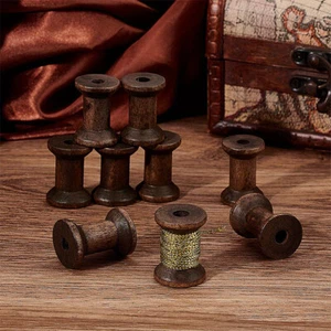 30PCS Wooden Empty Thread Spools Natural Wire Weaving Bobbins Sewing Machines AU - Picture 1 of 9