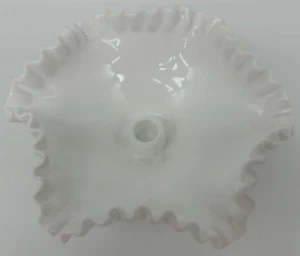 Hobnail Double Crimped Candleholder~White Milk Glass~USED~Fenton Art Glass Co. - Picture 1 of 7