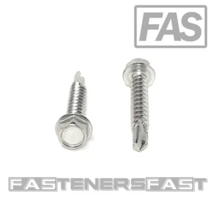 (50) 12 x 1 1/4 Stainless Steel Hex Washer Head Self Drilling Tapping TEK Screw - Picture 1 of 4