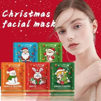 Christmas Hyaluronic Acid Whitening Emollient Hydrating Facial Mask Patch Hot M0 - Image 1 of 4