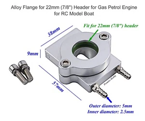 Flangia in lega raffreddamento acqua 22 mm per 26 29 30 Zenoah motore marino a gas RC modello barca - Foto 1 di 6