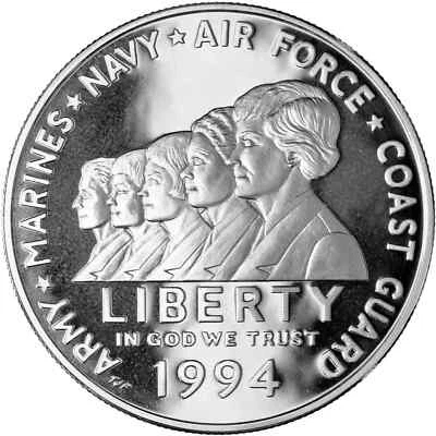 1994 P Women In Military Proof Commemorative 90% Silver Dollar in capsule  T118 - Image 1 of 4
