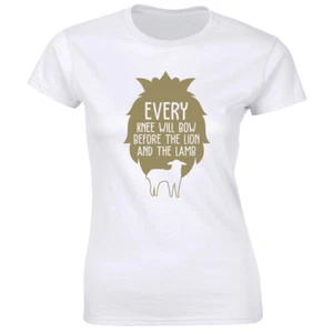 Every Knee Will Bow Before The Lion And The Lamb T-Shirt for Women - Picture 1 of 2