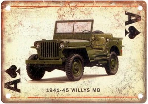 Vintage Auto Ad Willys MB Playing Card Retro Look Reproduction Metal Sign A2151 - Picture 1 of 2