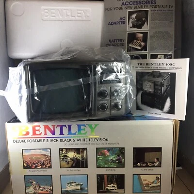 "Televisión portátil Bentley Deluxe de colección blanca negra 5"" nueva sellada nueva como nueva" Foto 1 de 4