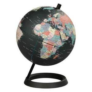 CONTEMPORARY MODERN 8" BLACK OCEAN GLOBE WITH MATT BLACK METAL BASE ATLAS - Picture 1 of 1