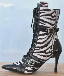 Funtasma Zebra Print Boots Women's UK Size 8 Daring 1022 Steampunk Heels - Picture 1 of 9