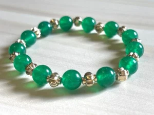 Pulsera de cuentas de jade verde (en estiramiento) 8 mm 6 3/4" pulgadas piedra genuina - Imagen 1 de 8