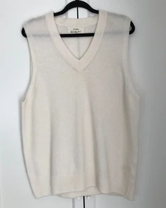 Zara Origins Unisex V-neck 100% Wool Knit Sweater Vest Size XL Ivory Preppy - Picture 1 of 10