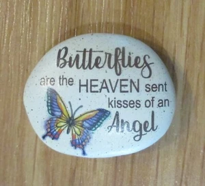 S3 Butterflies are heaven sent kisses of an angel BEREAVEMENT STONE Butterfly - Picture 1 of 7