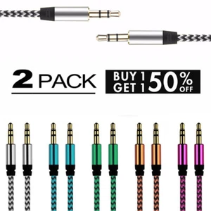 2PACK Aux Cord 3.5mm Male to Male Auxiliary Audio Cable For Car Headphone iPhone - Picture 1 of 17