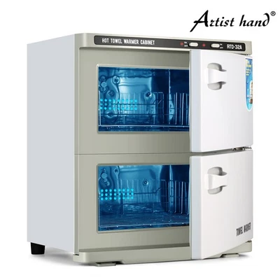 32L Hot Towel Double-Decker Warmer Cabinet UV Sterilizers Beauty Salon Equipment Foto 1 de 4