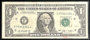 2009 $1 Bill Fancy Serial #77311331 - Picture 1 of 2