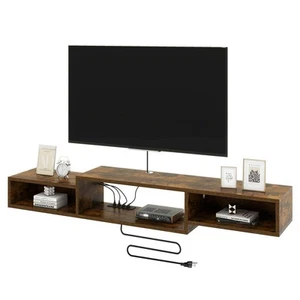 71" Floating TV Stand Wall Mounted with Power Outlet,Wood Wall Mounted Media ... - Picture 1 of 9