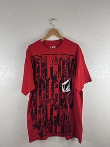 Volcom Graphic T-Shirt Red Men’s Large – All-Over Print Skater Style - Picture 1 of 7