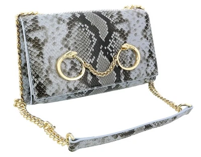 Roberto Cavalli Class Light Blue Snakeskin Millie Deluxe Clutch/Shoulder Bag - Image 1 of 4