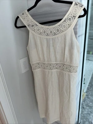 Nwt CALYPSO St. Barth Luis Linen dress Cream Ivory Large  L $135 - Image 1 of 4