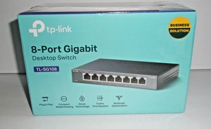 TP-Link TL-SG108 8-Port 1000 Mbps Gigabit Ethernet Unmanaged Desktop Switch NEW - Picture 1 of 6