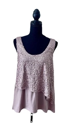 Camiseta sin mangas retro vintage Y2K Charlotte Russe lentejuelas brillantes XL suave y elástica Foto 1 de 2