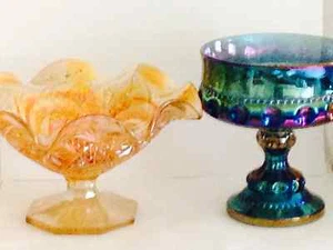 ❤IMPERIAL GLASS EASTERN STAR COMPOTE & BLUE INDIANA PEDESTAL CANDY DISH Lovely❤ - Picture 1 of 8