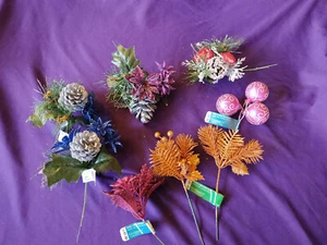 Artificial Glitter Flowers Holiday Themed Assorted Craft Supplies Flowers - Picture 1 of 10