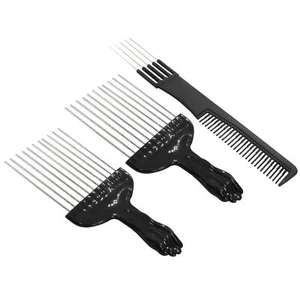 3 Pack Metal Hair Pick Set Hair Picks Afro Pick Comb Teasing Pick Comb for Cu... - Picture 1 of 5