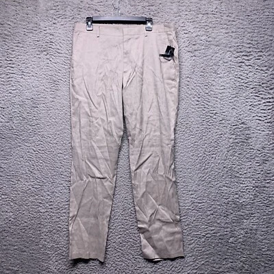 INC Pantalones Para Hombres 34 34 Taupe Chino Vestido Informal Caqui Frente Plano Ajustado Elástico Foto 1 de 4