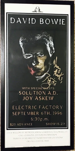 David Bowie Signed Autographed Poster 30"x15" Philadelphia Concert Inscribed ! Cover