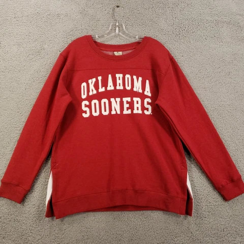 Oklahoma Sooners Sweatshirt Adult Medium Red Fleece Pullover Shirt Sweater Cover