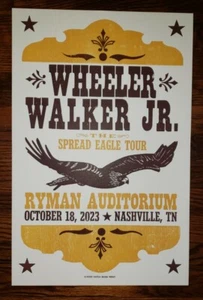 WHEELER WALKER JR Ryman 2023 HATCH SHOW PRINT Nashville Concert Poster Show - Picture 1 of 3