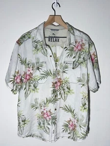 Tommy Bahama 100% Linen Classic Tropical Print Hawaiian Shirt [XL] [White] - Picture 1 of 5
