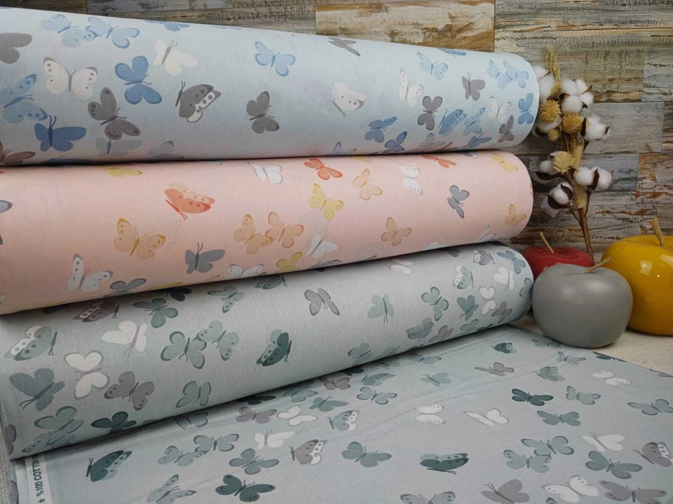 240cm Popeline Baumwolle Stoffe Baumwollstoff Meterware Schmetterling ÖKO-TEX - Bild 1 von 1