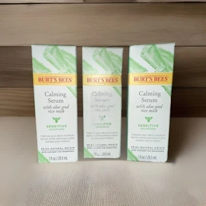 Lot of 3 Burt’s Bees Calming Serum w/ Aloe & Rice Milk Sensitive Solutions 1oz - Picture 1 of 1