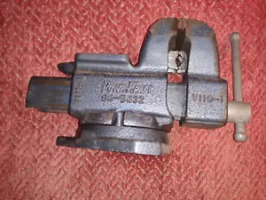 VINTAGE POWR-KRAFT SWIVEL BENCH VISE 84-3-5432 W/ANVIL, PIPE JAWS USA 4" JAWS - Picture 1 of 13