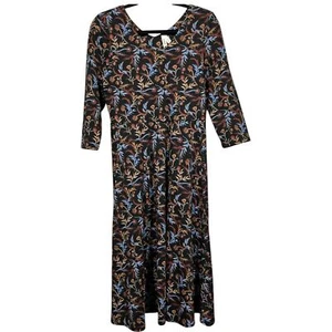 Pact Women’s Whimsy Floral Black Fit & Flare Party MIDI Dress / Size-Small - Picture 1 of 11