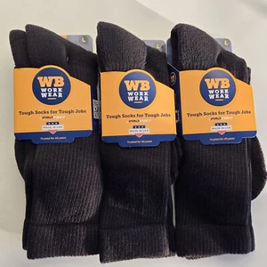 3 pair NWT Wilson Brown Sock PRO FEET 3008L Work Socks BLACK L large unisex - Picture 1 of 4