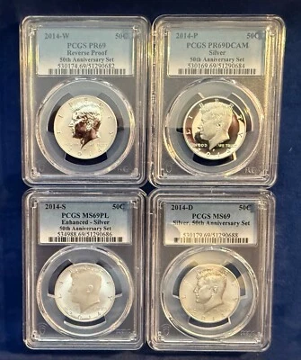U.S 2014-PDSW SILVER KENNEDY UNC/PROOF HALF DOLLAR 50TH ANNIVERSARY SET, PR/MS69 - Image 1 of 4