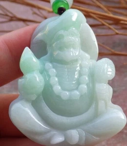 Certified Green Burma Grade A Jade jadeite pendant Ji Kung Buddha God 579757 AS - Picture 1 of 9
