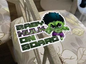 Linda calcomanía adhesiva de vinilo personalizada Chibi Baby (o Kid) Hulk a bordo Marvel Smash - Imagen 1 de 4