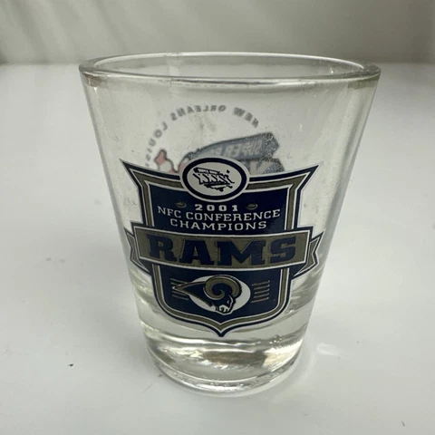 St Louis Rams Super Bowl 2002 Shot Glass Football New Orleans NFL Cover