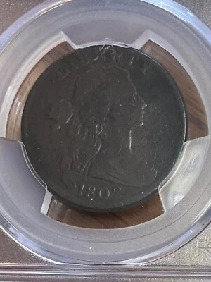 PCGS VG08 1802 DRAPED BUST LARGE CENT NO STEMS VERY NICE SURFACES - Image 1 of 3